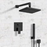 Remer SFH32 Matte Black Shower System with 8 Inch Rain Shower Head and Hand Shower
